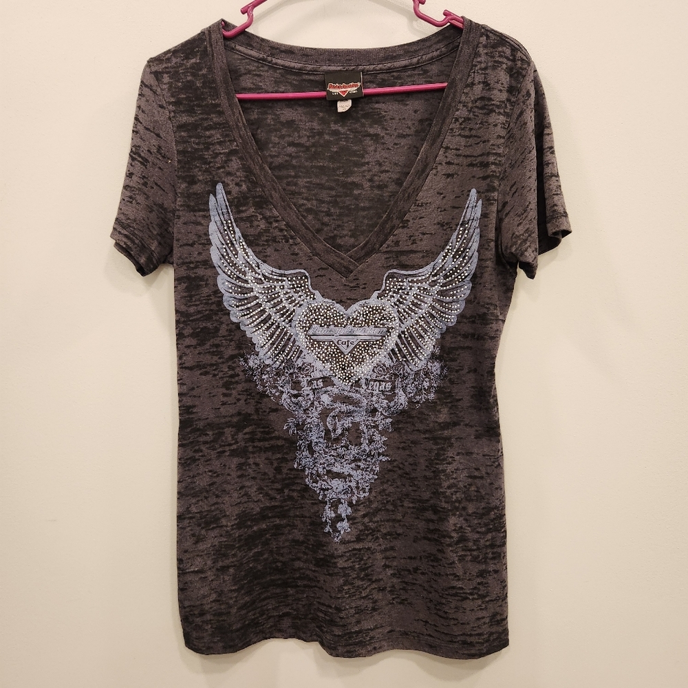 Harley-Davidson Las Vegas Cafe Angel Wings Short Sleeve Top XL